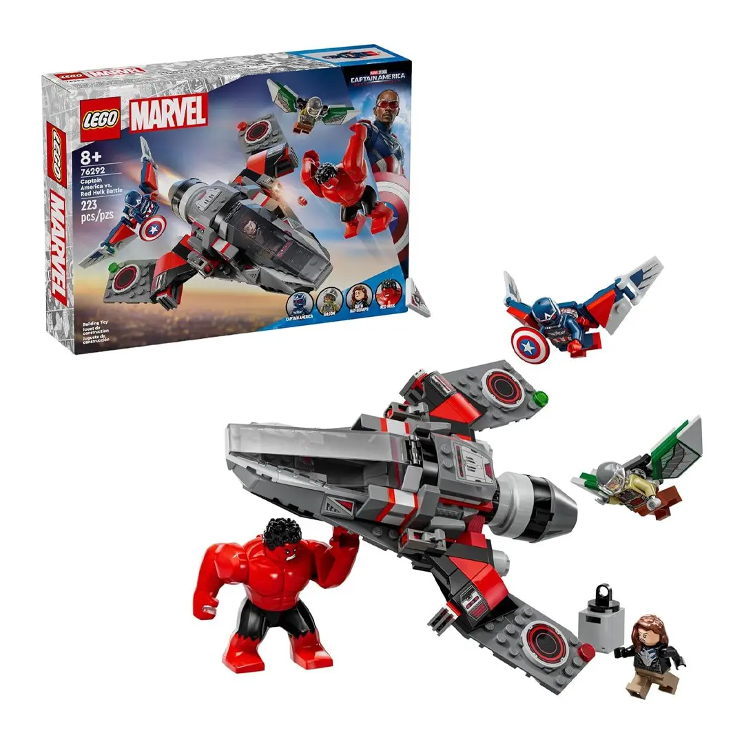 LEGO Marvel Captain America vs. Red Hulk Battle Construction Build Kit, Authentic Details, 3D Rotation, Plastic Bricks, Action Figures Playset, Superhero Stuff Collectible for 8-10 Years (76292)
