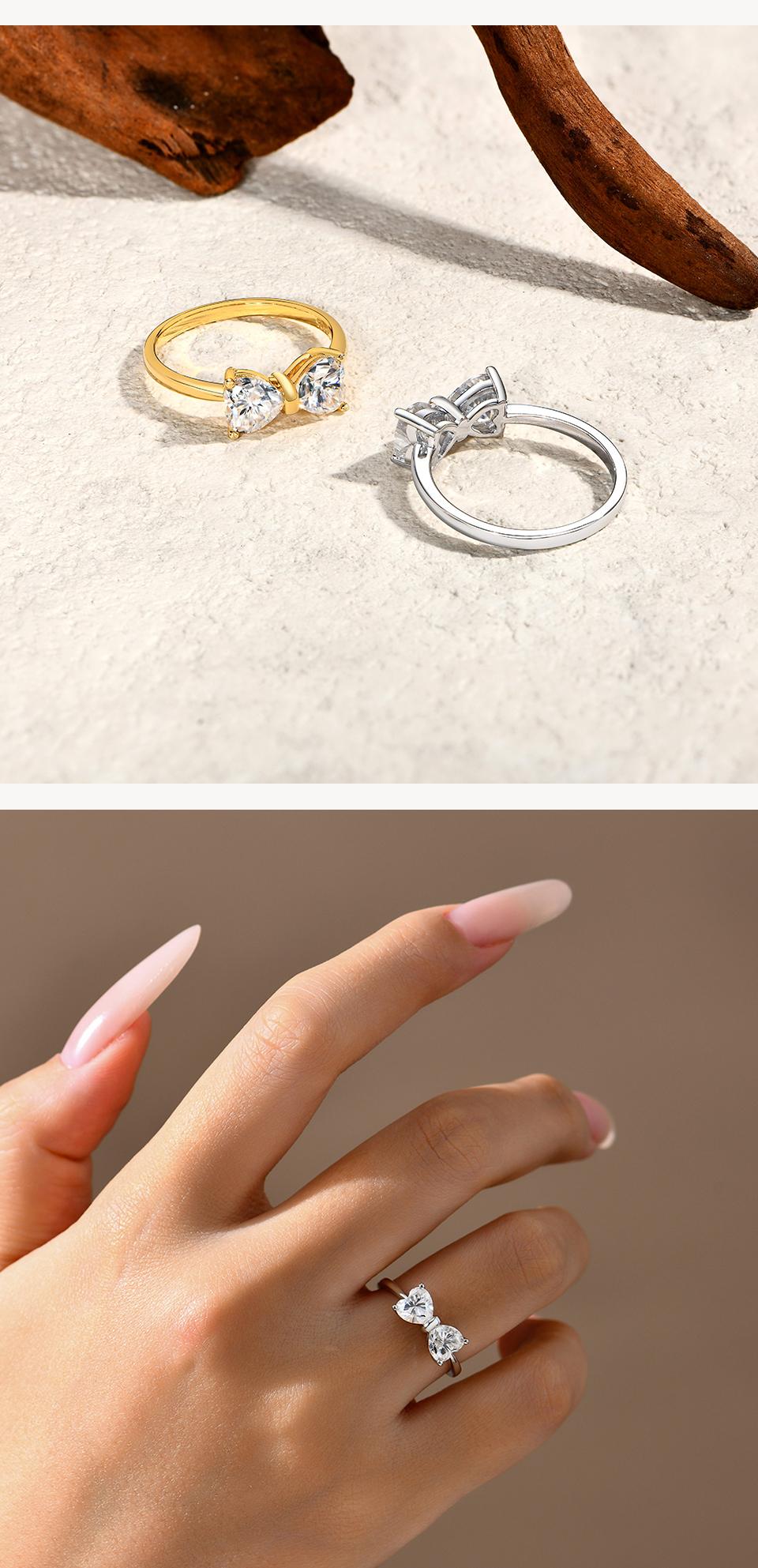 ATTA GEMS Classic D VVS1 Color Heart Cut 1.6CT Synthetic Moissanite Ring for Women Adult 925 Sterling Silver Rings Engagement Wedding Jewelry Gift R265 SpringStatements