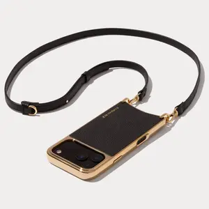 Rayna Chrome Crossbody Phone Case - Black/Gold