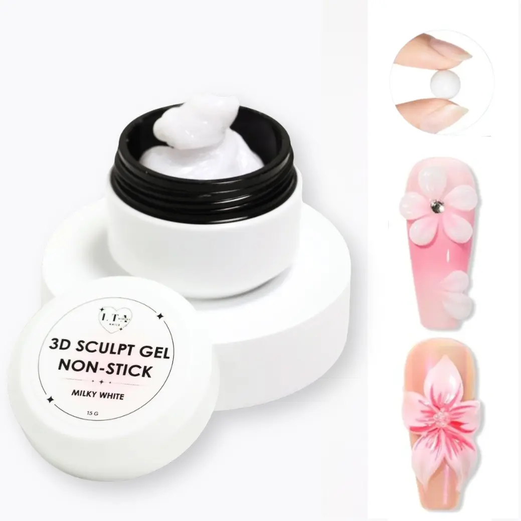 Milky White 3D Sculpt Gel Solid Non-Stick : Create 3D Nail Art Decoration