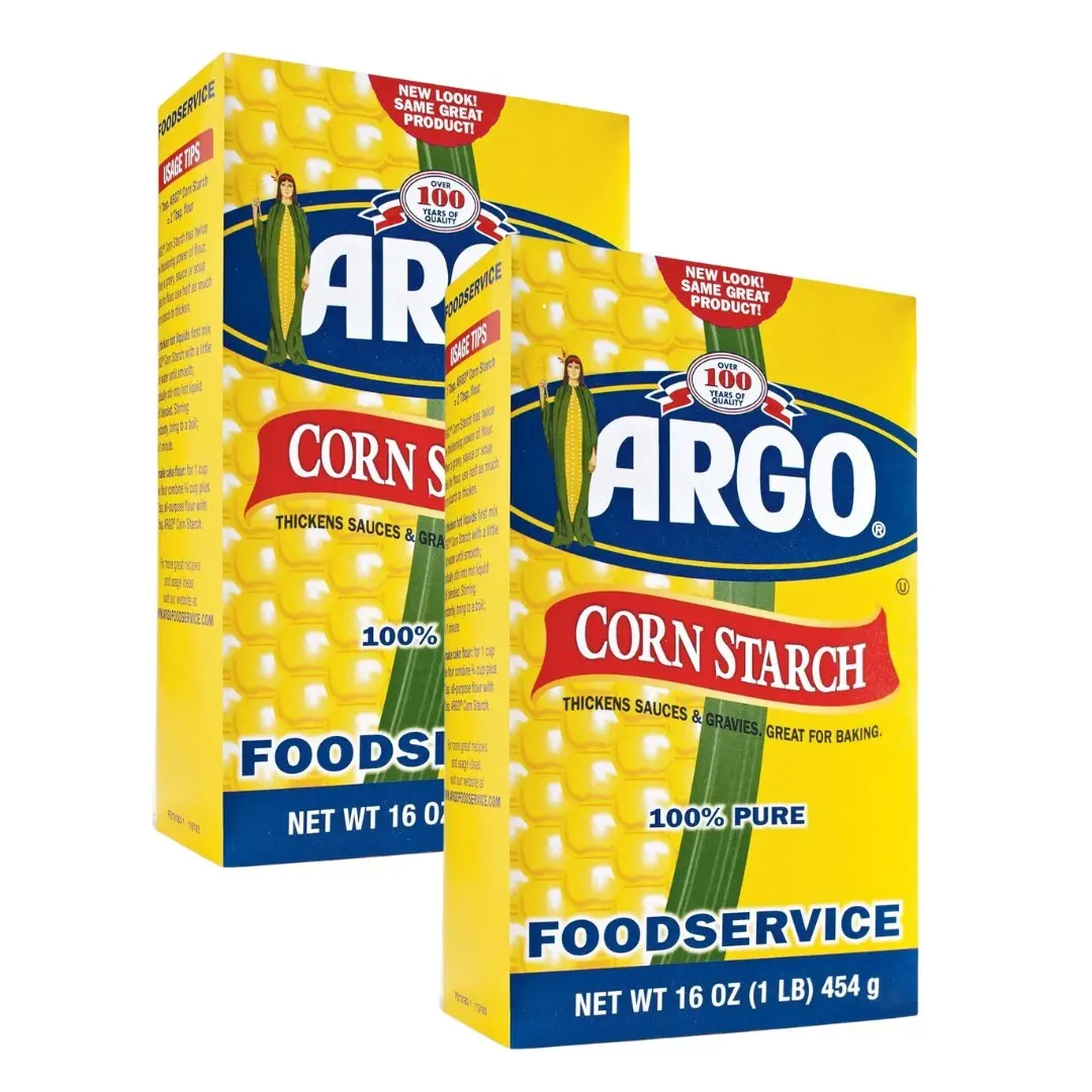 Argo Corn Starch 1 Pound Pack of 2 - 100% Pure, Grain Flour, Net Weight 16 oz (454 g) Cornstarch Chunks