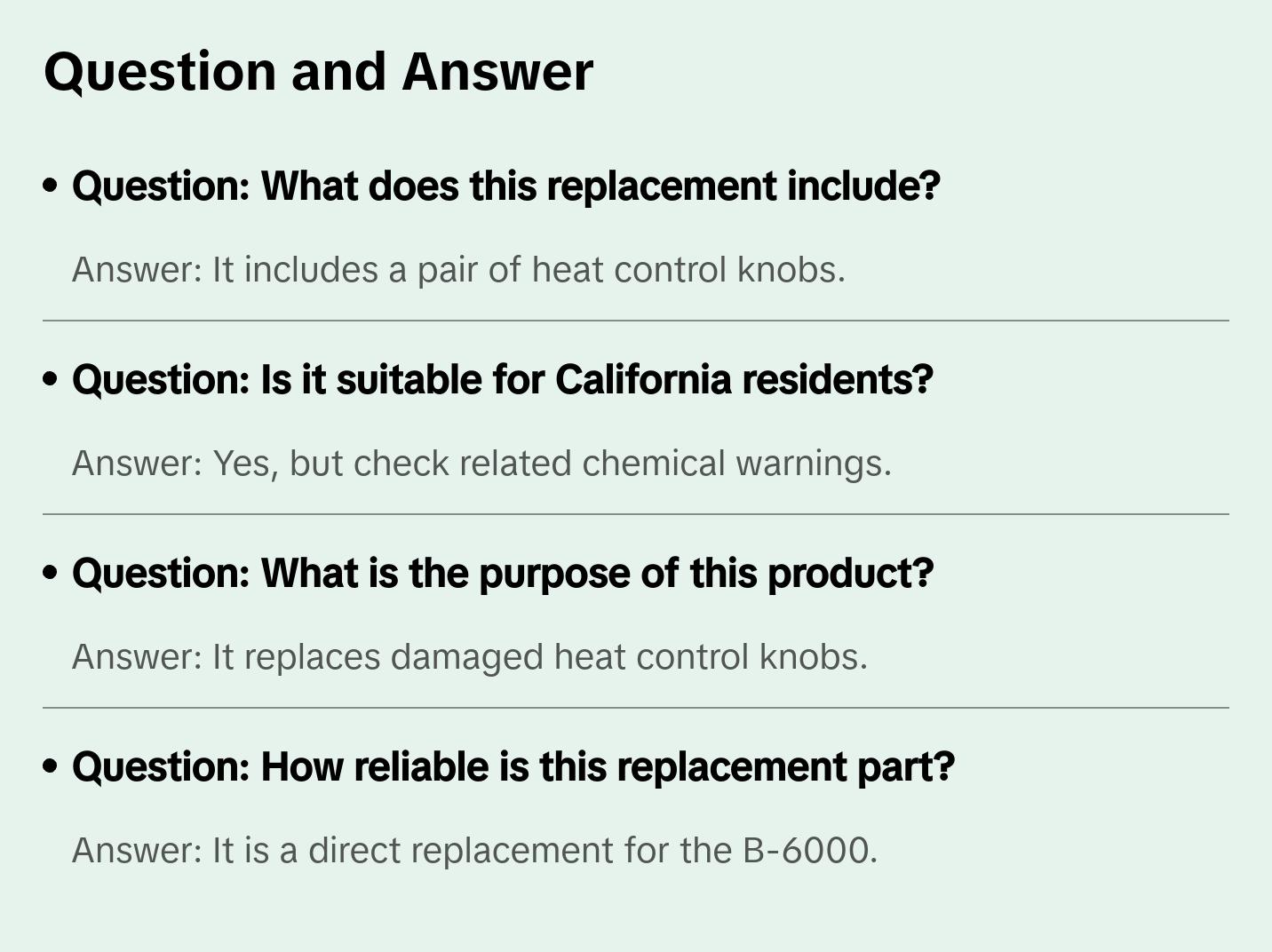B-6000 Heat Control Knob Pair Replacement Part
