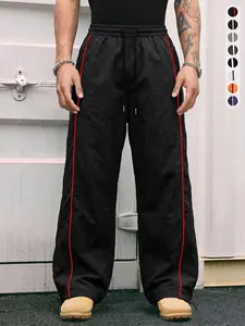 Men's Athletic Jogger Pants, Crinkle Quick Dry Drawstring Pants with Contrast Side Piping for Gym, Fitness and Outdoor Sports  Casual Menswear Pants Stylish Sweatpants pants for men pants para hombre