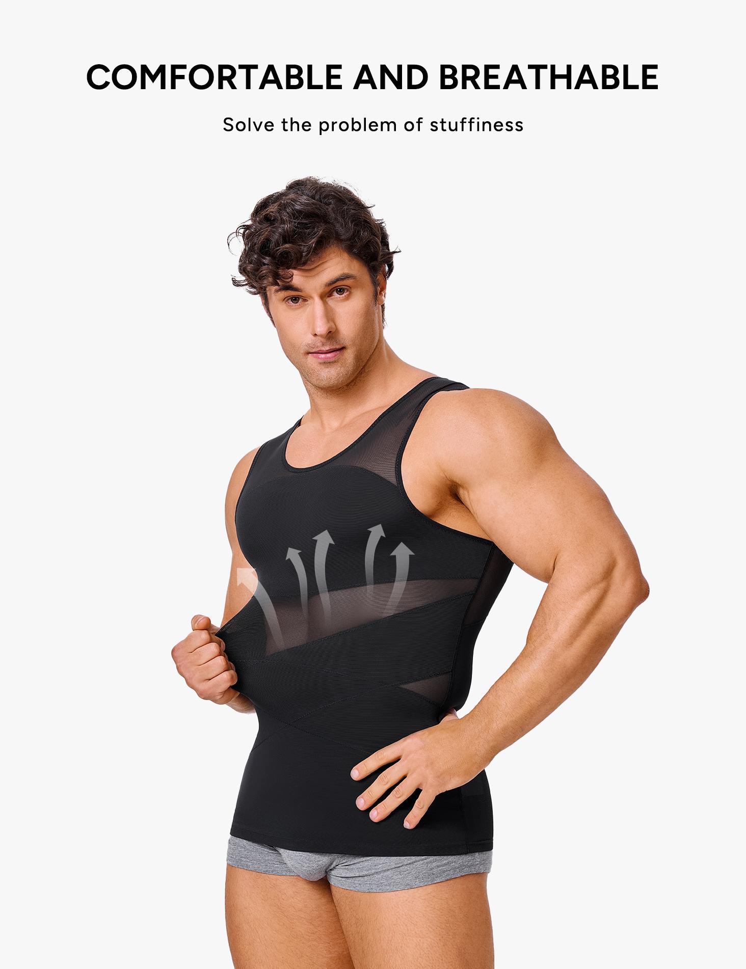 【2 pack】Men's Compression Shirt Shapewear Tanktop Menboobs And Tummy Control Fajas Undershirt