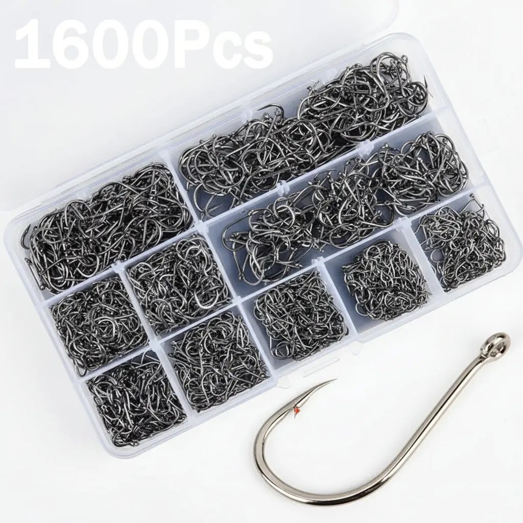 High Carbon Steel Circle Fishing Hooks, Sizes 3#-12#, Sharp Tackle with Secure Hold for Freshwater & Saltwater Use, Fishing Tackle