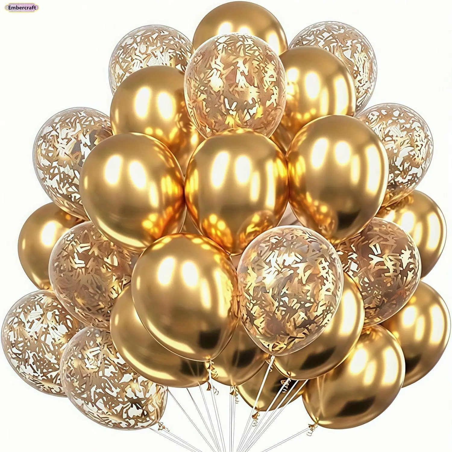 30PCS Gold Confetti Print Metallic Latex Balloons Set - Balloon Garland Decor, Clutter-Free Party Supplies for Birthday, Wedding Celebrations, Party Balloons Decorations, Metallic Finish
