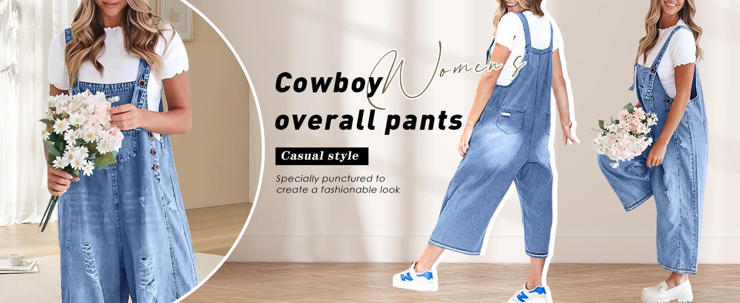 Ebossy Women Minimalist Blue Loose Strappy Adjustable Strap Denim Bib Overall Jeans Distressed Wide Leg Baggy Overalls Jumpsuit Womenswear Basic Ebossy Women Minimalist Blue Loose Strappy Adjustable Strap Denim Bib Overall Jeans Distressed Wide Leg Baggy Overalls Jumpsuit Womenswear Basic