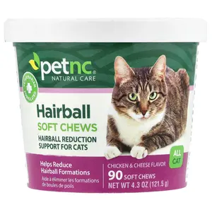 petnc NATURAL CARE Hairball Soft Chews, All Cat, Chicken & Cheese, 90 Soft Chews, 4.3 oz (121.5 g)