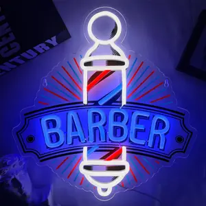 Barber Neon Sign for Barber Shops Hair Salon Decor Barber Shop LED Signs Neon Lights Business Logo Light up USB Powered Business Logo Wall Art Signs for Hair Beauty Salon Store Man Cave Pub Gift
