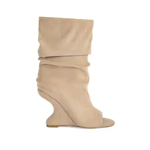 MARIN-NUDE CURVED WEDGE SLOUCH BOOTIE