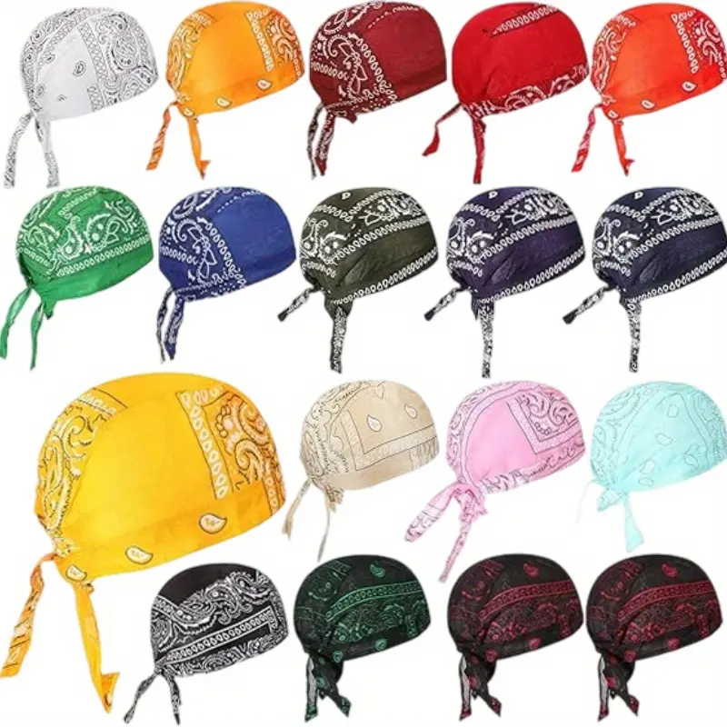 18 Pieces Do Rag Skull Caps Paisley Pattern Quick-Drying  Bandanna Head Wraps Hats, Sweat Wicking Beanie Head Covers Scarf for Men and Women, Multicolors,clothes for back to school,first day of school outfits