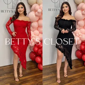 Valentina Off Shoulder Long Sleeve Lace Dress