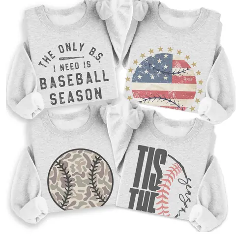 Vintage Baseball Sweatshirt Retro Baseball Game Sports Pullover Camo Baseball Sweater Flag USA Baseball Crewneck Casual Unisex Top