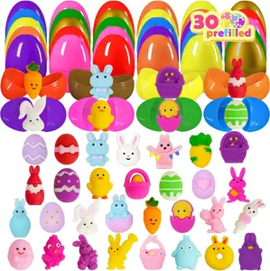 30PCS Prefilled Easter Eggs with Mochi Squishy Toys – Pre-Stuffed Easter Egg Fillers for Kids & Toddlers, Easter Basket Stuffers, Easter Egg Hunt Toys, Bulk Easter Party Favors, Classroom Prizes, Goodie Bag Gifts