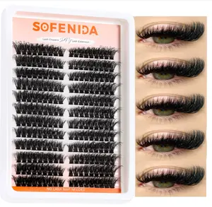 Lash Clusters 80D Cluster Eyelash Extensions 8-16mm Cat Eye Wispy Eyelash Clusters 12 Pairs D Curvature Eyelash Clusters Left & Right Diy Lash Extension at Home
