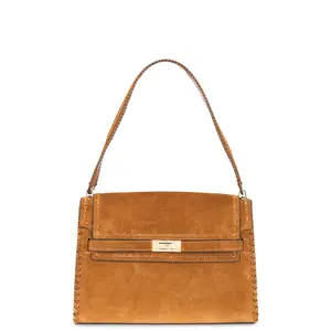 Tory Burch Lee Radziwill Suede Large Shoulder Bag in Toffee