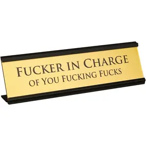 SAIONJI Aluminium Office Desk Nameplate Sign - 8x2 in Executive Decor for Boss Gifts, Clear Subject Identifier for Workplace Gifting