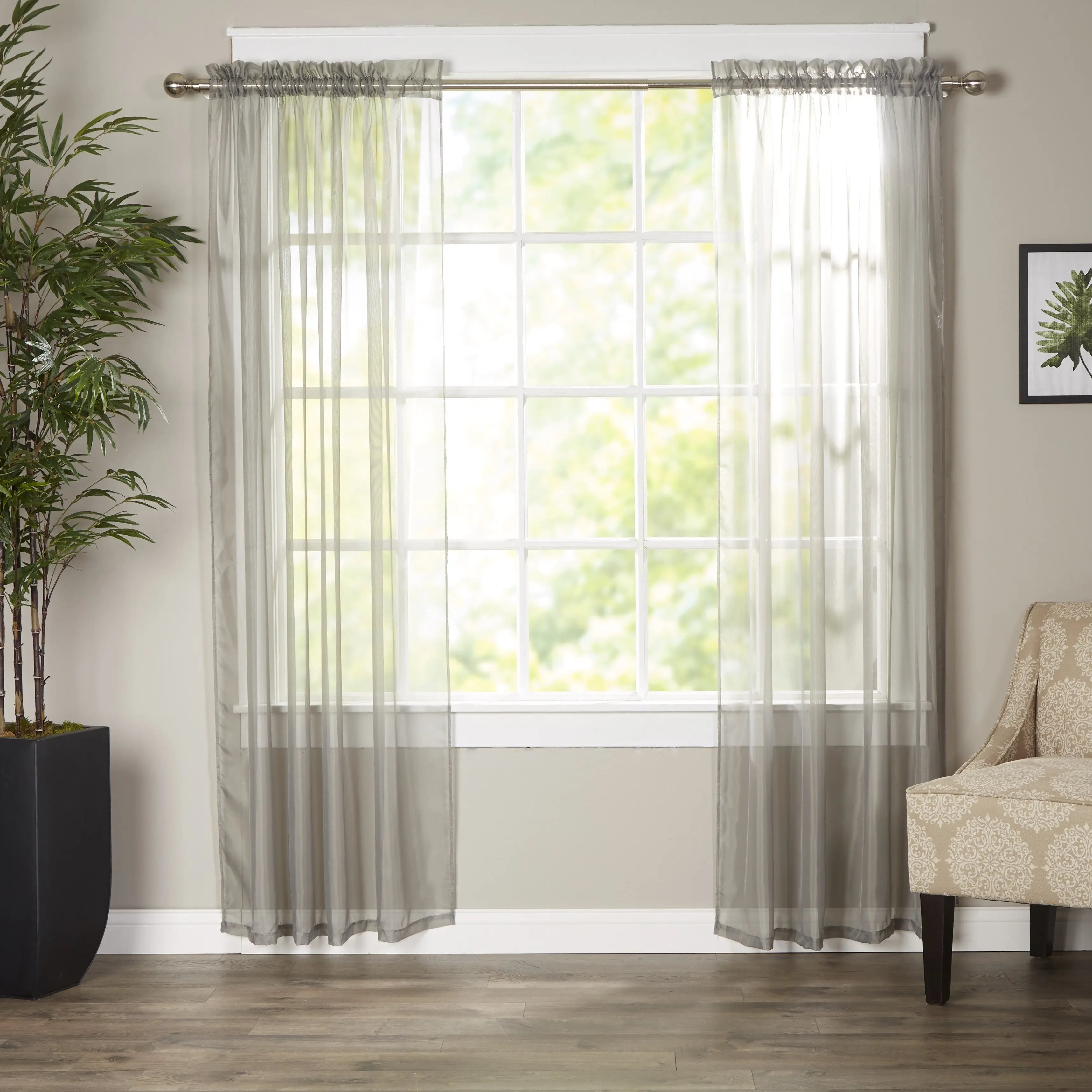 Mocassi 2-Pack Braxton Sheer Curtain Panels, Hotel-Inspired Drape, Home Decoration Curtains, 40in W x 84in L, Modern, Natural Light Filtering, Machine Washable