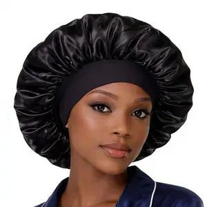 Black Satin Sleep Bonnet for Women, Single Layer Silk Hair Cap for Sleeping, Soft Night Hair Protection school gift Sleeping Bonnet