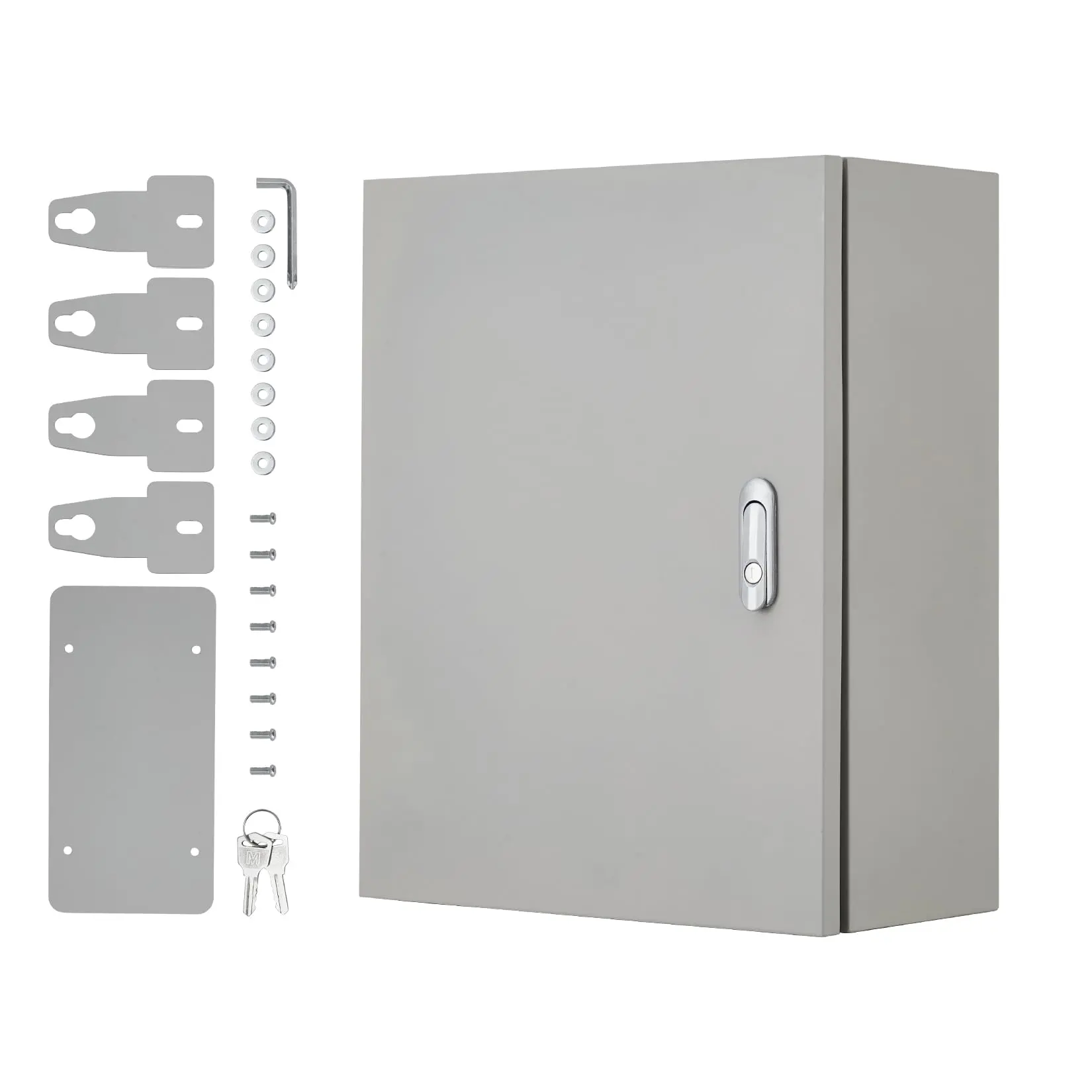 Garvee 24" x 16" x 10" Steel Outdoor Electrical Junction Enclosure Hardware - NEMA 4X, IP66 Waterproof, Dustproof, Lockable, Anti-Rust Coating, Easy Wall Mount Installation with Mounting Plate (Gray-White), 2