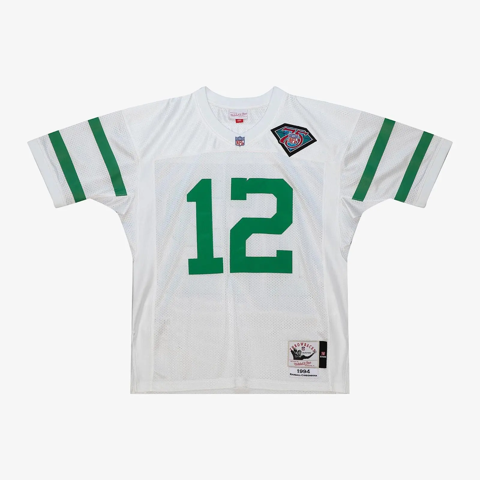 Mitchell & Ness Men's Philadelphia Eagles 1994 Randall Cunningham Authentic Alternate White Jersey - Authentic Look, Mesh Fabric