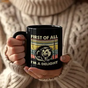 (Sale up to 55% + Freeship) First of all, I'm a delight Coffee Cup, Funny Quote Mug, Cute Snarky Tea Cup, Gag gift, Coworker or Friend Sarcastic Glass Cup, Unique Gift