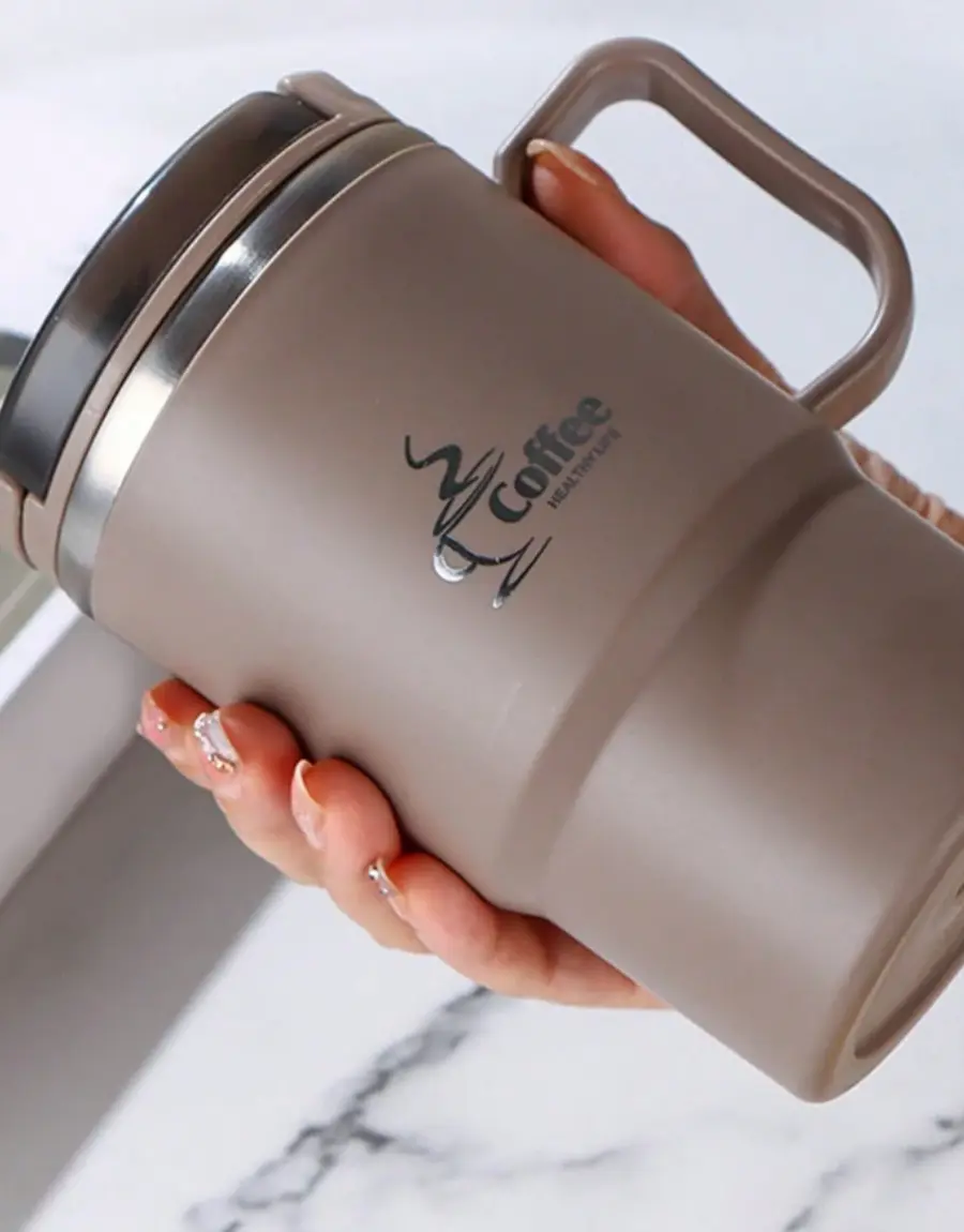 450/500ml Stainless Steel Coffee Mug with Tea Strainer Folding Spoon Double Wall Insulated Cup Handle