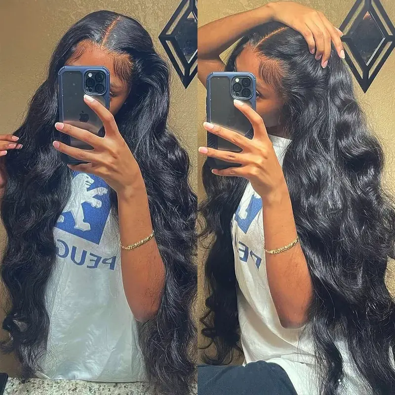 Bling Hair Body Wave Lace Front Wigs Human Hair 13x6 13x4 Hd Transparent Lace Frontal Wigs 180% Density Brazilian Natural Color For Black Women
