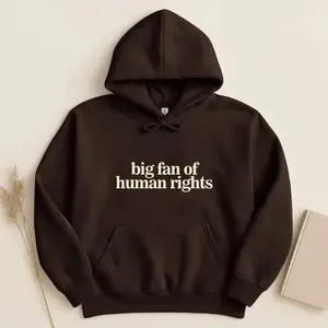 Big Fan of Human Rights Minimalist Hoodie & Tshirt, No Human is Illegal Hoodie, Radicalized by Decency Retro Graphic Long Sleeve Tee for Empathy