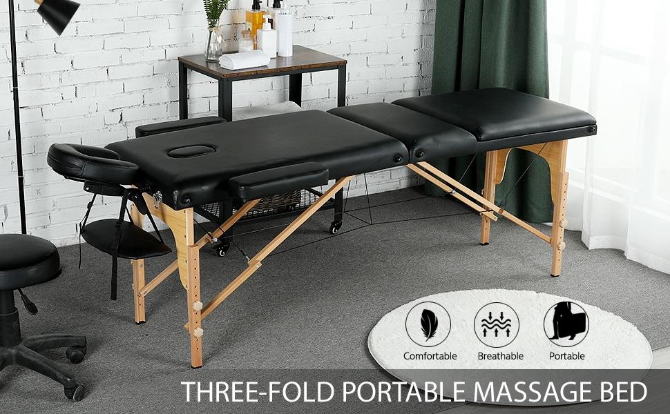 Yaheetech Adjustable Massage Bed 2/3 Sections Folding Portable Spa Table with Headrest Armrest Hand Pallet Salon Bed Ergonomic Design Beech Wood Frame - Massagetable Yaheetech Adjustable Massage Bed 2/3 Sections Folding Portable Spa Table with Headrest Armrest Hand Pallet Salon Bed Ergonomic Design Beech Wood Frame - Massagetable