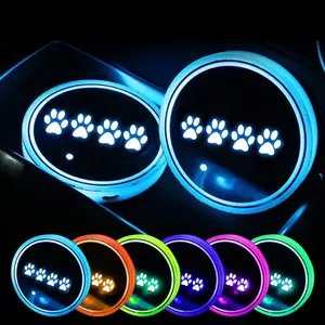 Winunite Car RGB LED Cup Holder Mats Lights for Jeep Wrangler JK JKU Accessories Interior Decoration Atmosphere Lamp Coaster ,Resistant,Waterproof,Dustproof ,Easy Installation(2pcs/set)
