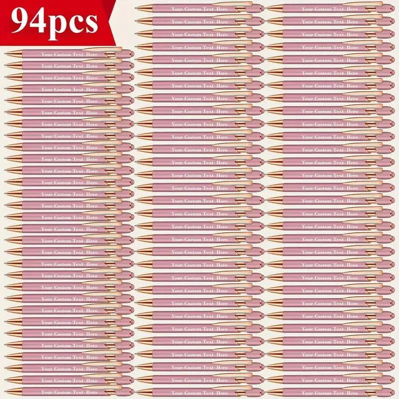 94-Pack Personalized Engraved Metal Ballpoint Pens - Retractable, 0.5mm Smooth Black Ink, Assorted Colored Pens & Refills, Bulk Office Stationery, Reliable Writing Tool, Back to School Haul, Office Giveaways for All Seasons Bulk Distribution, Metal Body,
