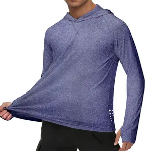 WELIGU Men's UPF 50+ Sun Protection Hoodie Long Sleeve Thumbhole Quick Dry Lightweight Fishing Hiking Running