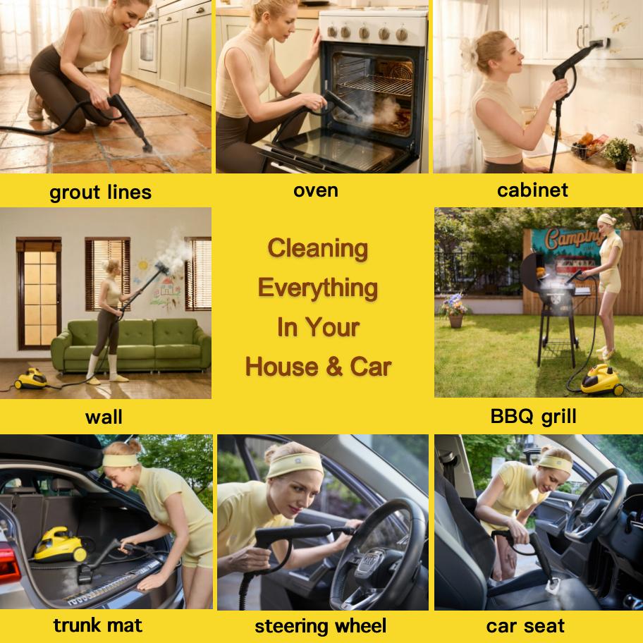 Steambot Steam Cleaner with High Pressure Steam, 2L Large Water Tank Capacity, 28 Accessories with storage case design, Heavy Duty Chemical-Free Deep Cleaning for House, Kitchen, Bathroom, Car, Multi-Purpose Cleaning, Steamer for Cleaning,Floor Steamer