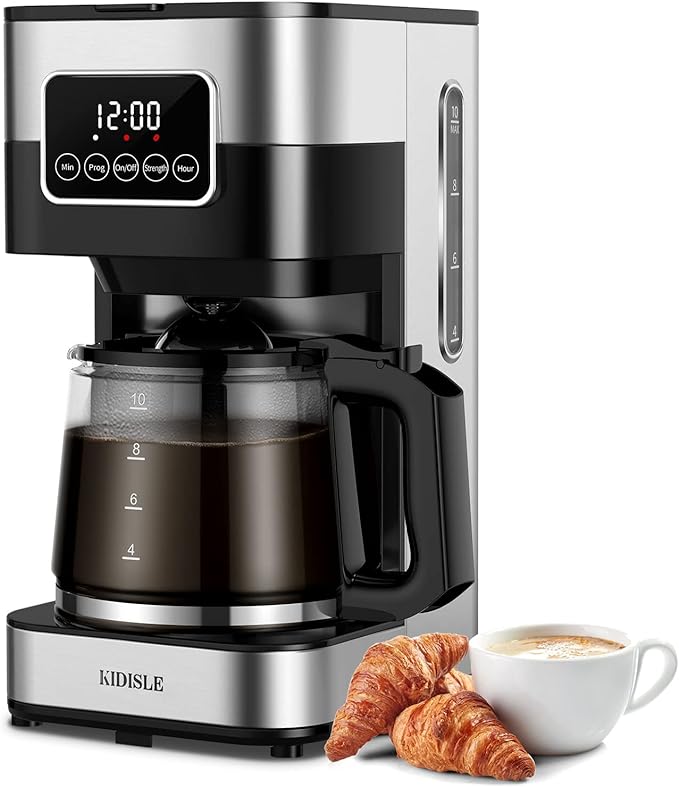 SHARDOR  10-Cup Drip Coffee Maker with Touch-Screen Programmable, Stainless Steel Brew Coffee Machine, Pause & Serve, Regular & Strong Coffee Brewer, Black