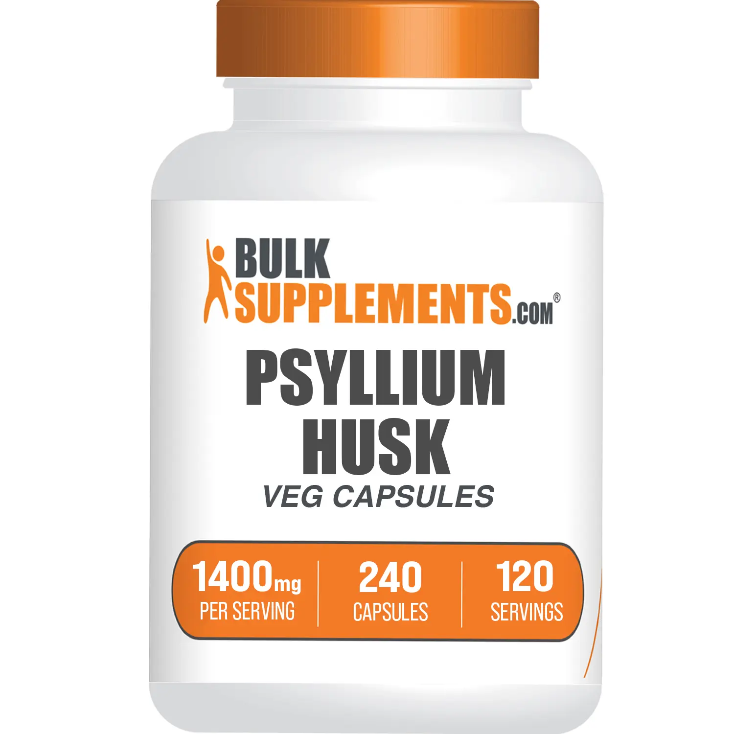 BulkSupplements Psyllium Husk Capsules - 240 Count - 1400mg per Serving - Gluten Free Fiber Supplement - Digestive Health Support - Gut Support - Anti-Inflammatory Digestion Supplement, Daily Fiber Supplement, Dietary