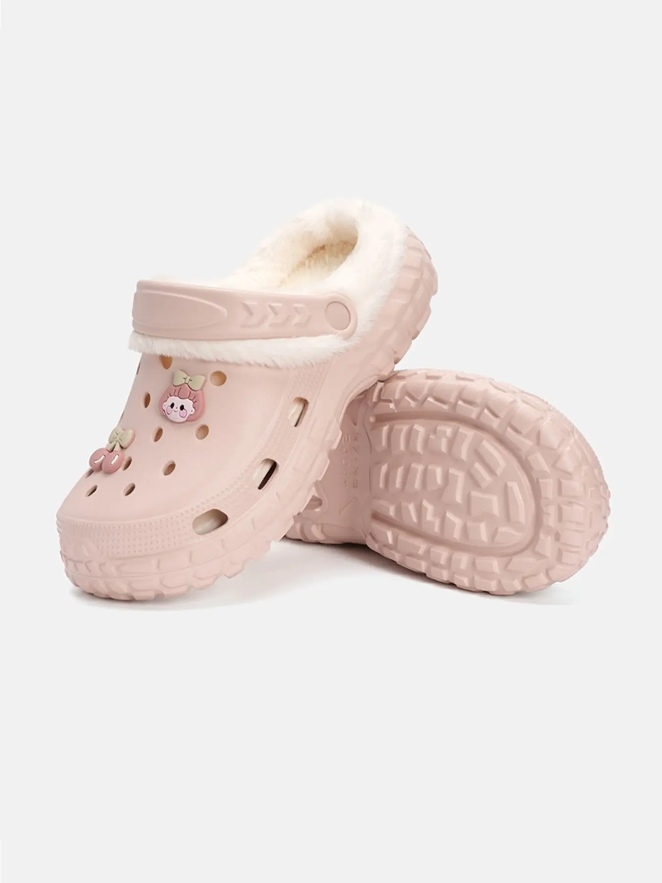 Women's Winter Round Toe Eva Half Slippers, Warm Fleece Lined Indoor Outdoor Fashion Shoes, Casual Fall & Winter Footwear, Fuzzy House Slippers, Soft Fluffy Footwear, Ladies Slippers, Fashionable Soft Slippers