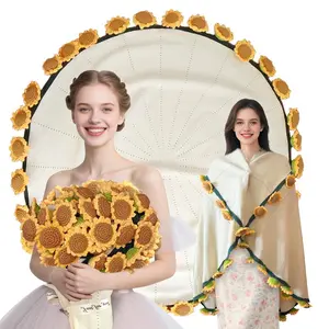 Finished Flower Bouquet Blanket,Handmade Crochet Flower Blanket,Soft Knitted Throw Rose Blanket, Romantic Gift for Birthday Wedding Valentine’S Day Mother'S Day Christmas for Mom Girls and Sisters