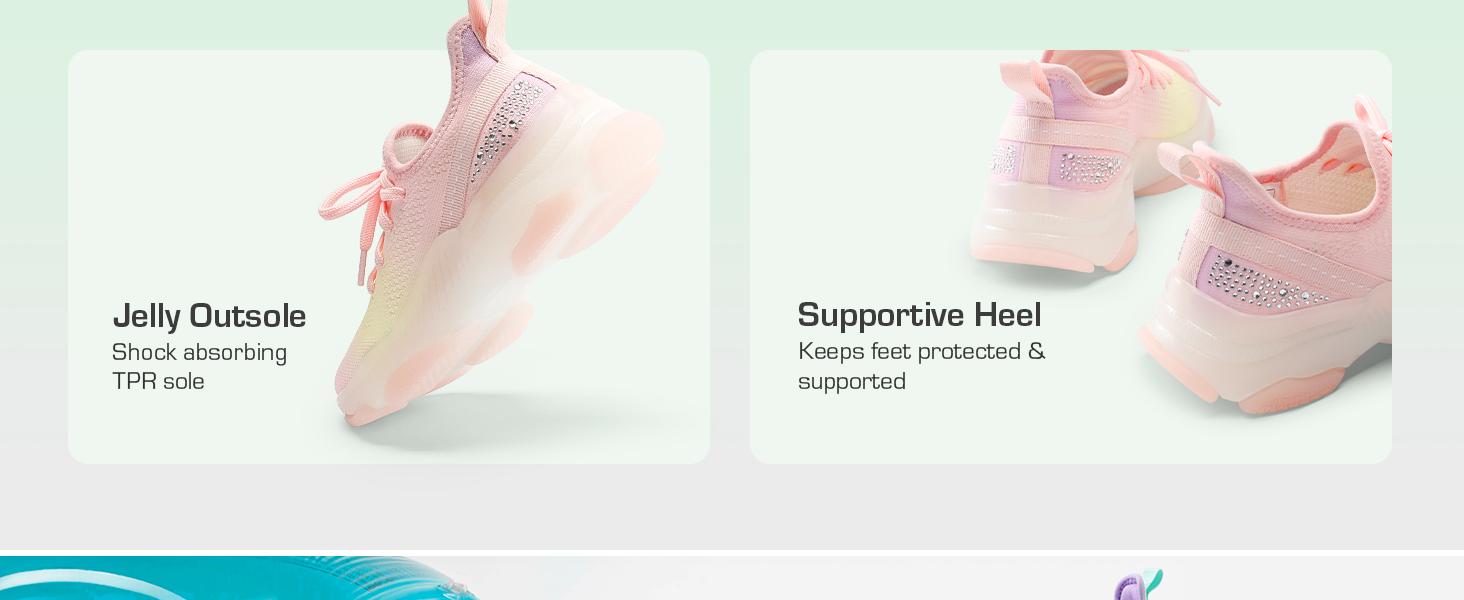 Dream Pairs Girls Slip-On Sneakers Kids Sparkle Lightweight Jelly Sole Walking Shoes