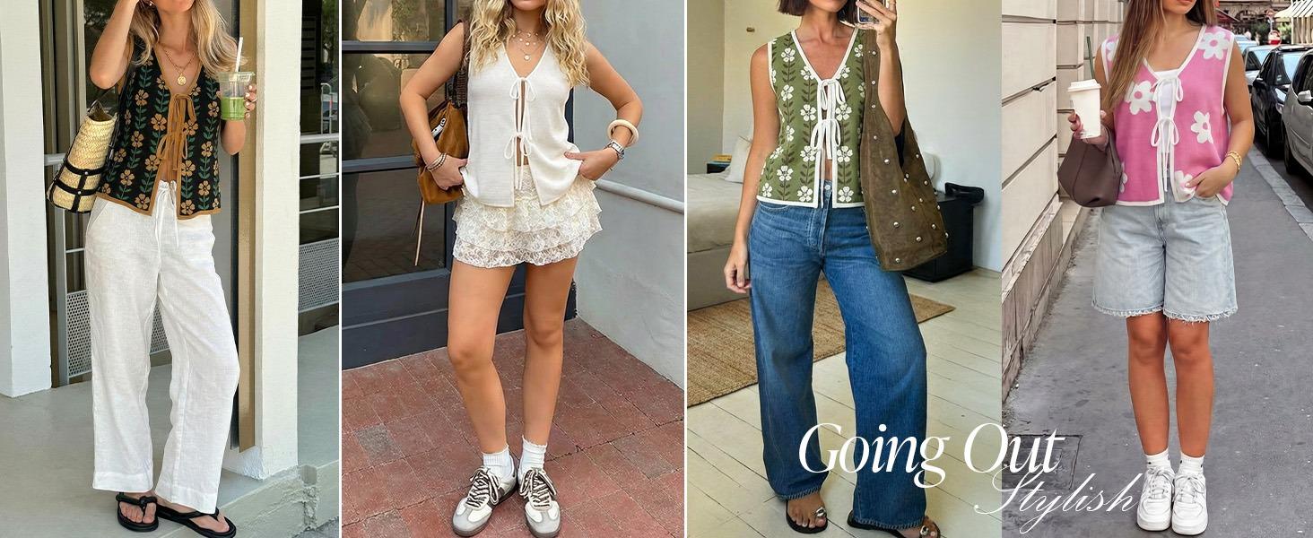 ZESICA Women's Tie Front Sweater Vest Summer Print Sleeveless Knit Y2k Tank Tops 2026 Trendy Clothes Outfits Dress ZESICA Women's Tie Front Sweater Vest Summer Print Sleeveless Knit Y2k Tank Tops 2026 Trendy Clothes Outfits Dress