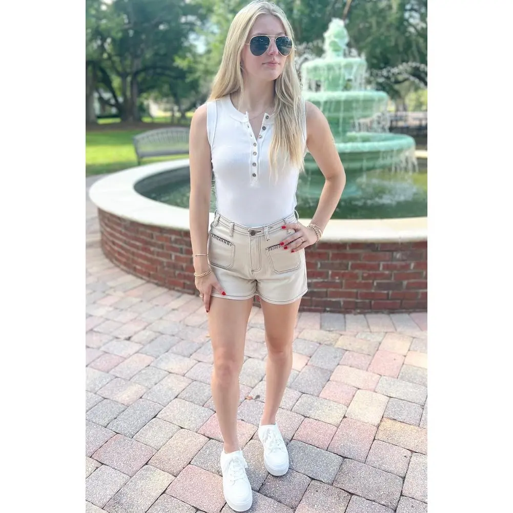 Stitched Shorts Taupe