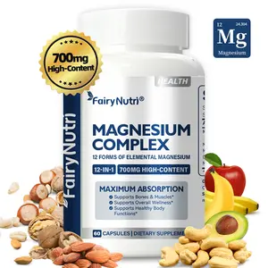 Magnesium Complex 700MG High-Content Elemental Magnesium (12 Forms) – Maximum Absorption for Bones, Muscles & Overall Wellness 60 Capsules