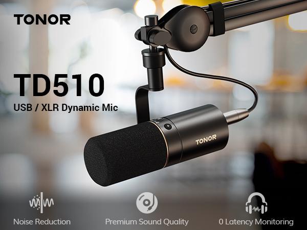 TONOR TD510 Dynamic Microphone, USB/XLR PC Microphone for Podcast, Recording, Live Streaming & Gaming, with Quick Mute, Headphone Output