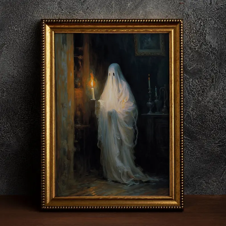 [Unframed] Dark Academia Gothic Victorian Poster Ghost by Candlelight Vintage Print