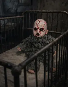 Demon Baby - OOAK Scary Creepy Doll 14" Hand Painted Horror Haunting Art