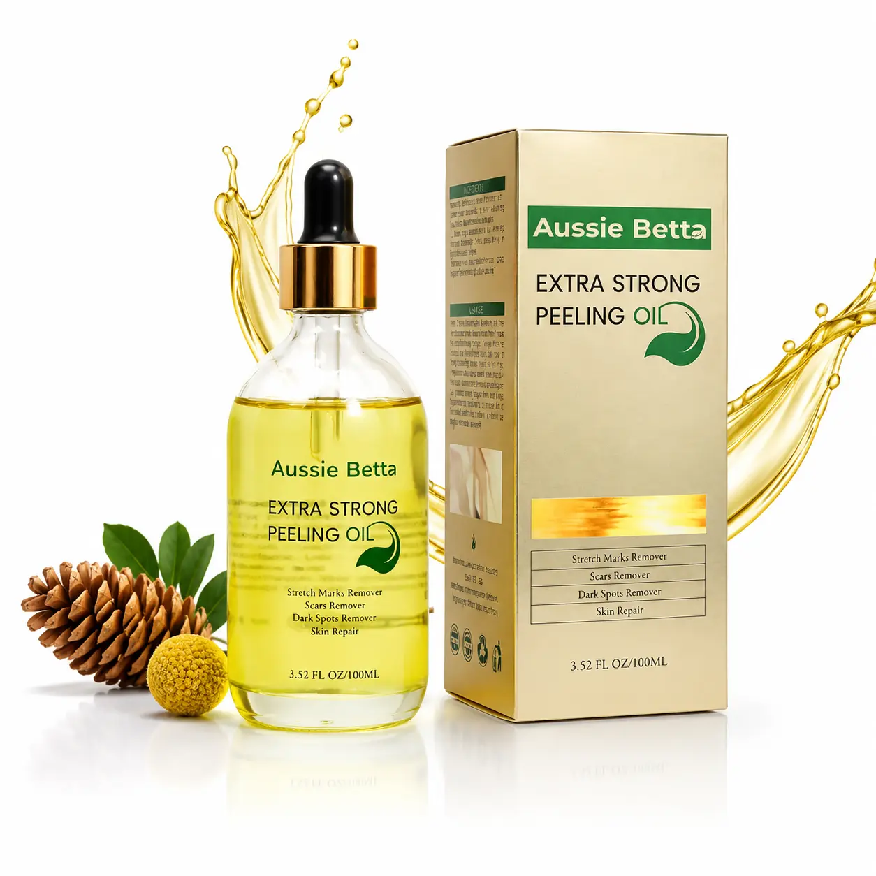 aussiebetta Extra Strength Body Peeling Oil, Liquid Exfoliator with Chamomile & Hyaluronic Acid for a Radiant Complexion, Gentle Body Care, Exfoliating Ingredients Body Peels