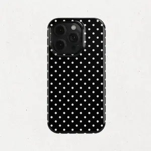 Aesthetic Black and White Polka Dot Anti-Drop Smartphone Case Compatible with iPhone 17 Pro Max 17 16 Pro 15 14 13 12 11 Cellphone Shell Handheld Device Accessories