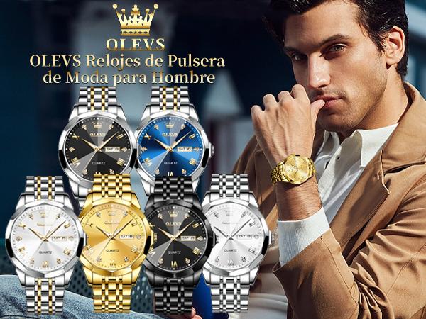 OLEVS Men's Diamond Business Dress Watch Analog Quartz Stainless Steel Waterproof Luminous Date Two Tone Casual Wrist Watches Time Accurate