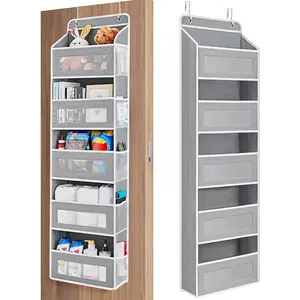 Over The Door Organizer Storage-5-Tier Hangable Organizer with 10 Large side pocket, Anti-Tilt Design, 44 lb Capacity for Bedroom, Bathroom, Baby Product Ptorage，Perfect For Diaper or Wet wipes storage，Dormitory Storage，Back to School Must Have