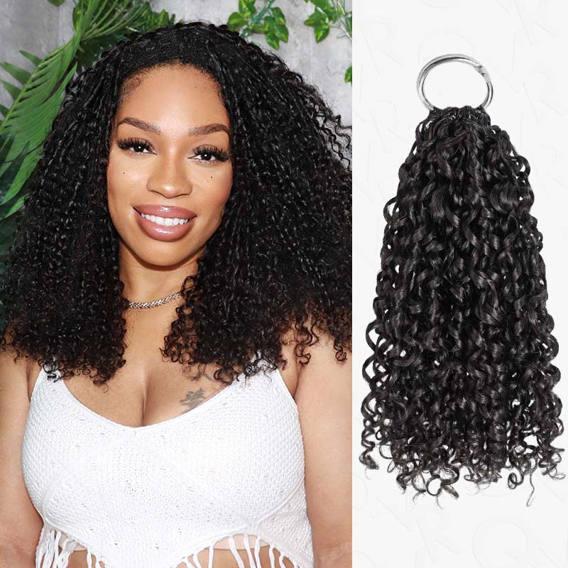 QVR Seamless Burmese Curly Feather Crochet Hair Highlight #P4/27 Machine Made Human Hair Extensions